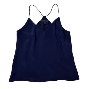 EUC J. Crew Carrie Cami Navy Silk Spaghetti Strap V Neck‎ Camisole Top Size 00
